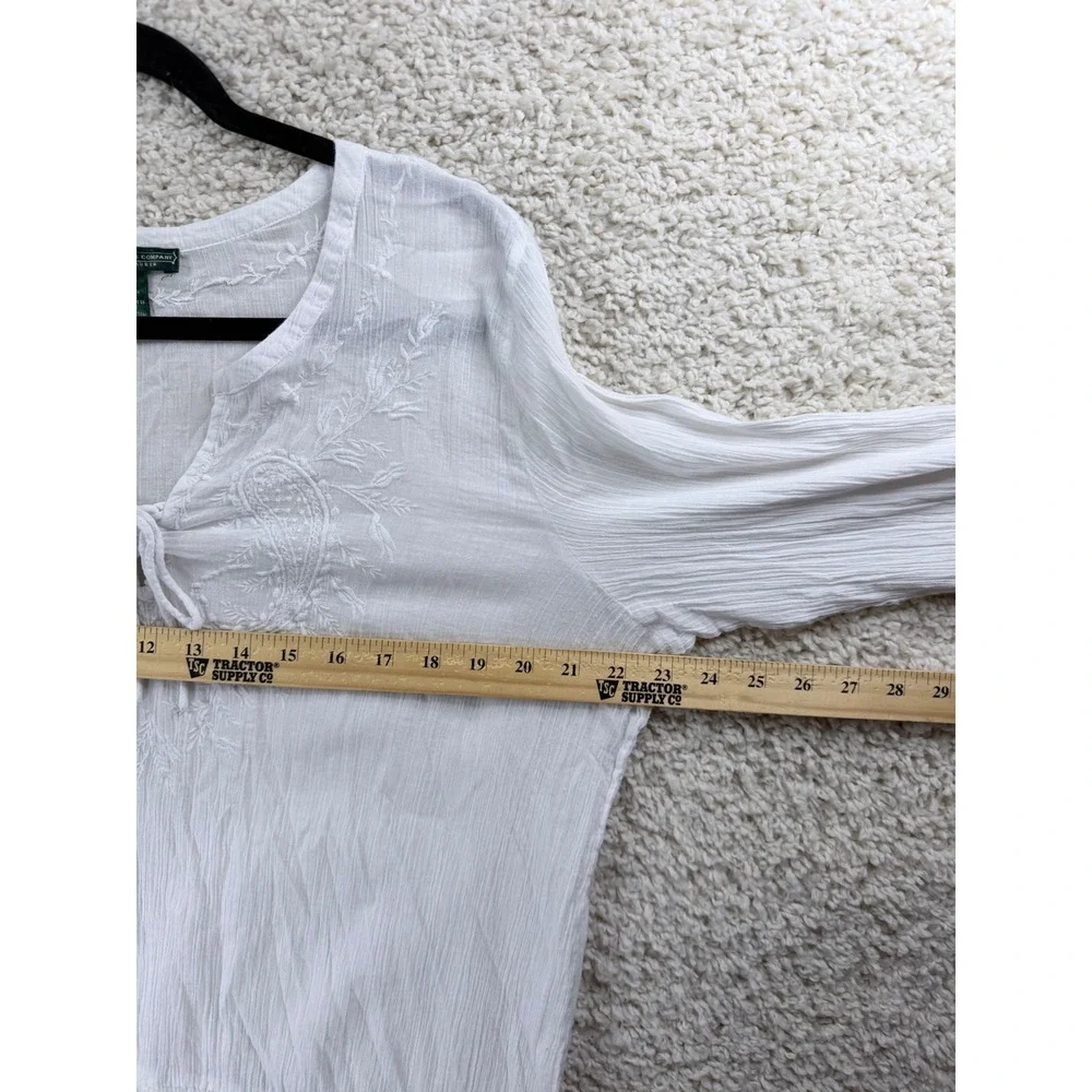 Lauren Ralph Lauren Peasant Blouse Womens L White Embroidered Cotton - Picture 10 of 10